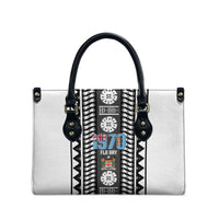 Fiji Day 1970 Leather Bag For Fiji Ever Fiji Tapa Pattern White LT14 - Polynesian Pride