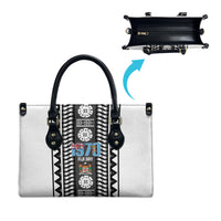 Fiji Day 1970 Leather Bag For Fiji Ever Fiji Tapa Pattern White LT14 - Polynesian Pride