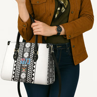 Fiji Day 1970 Leather Bag For Fiji Ever Fiji Tapa Pattern White LT14 - Polynesian Pride