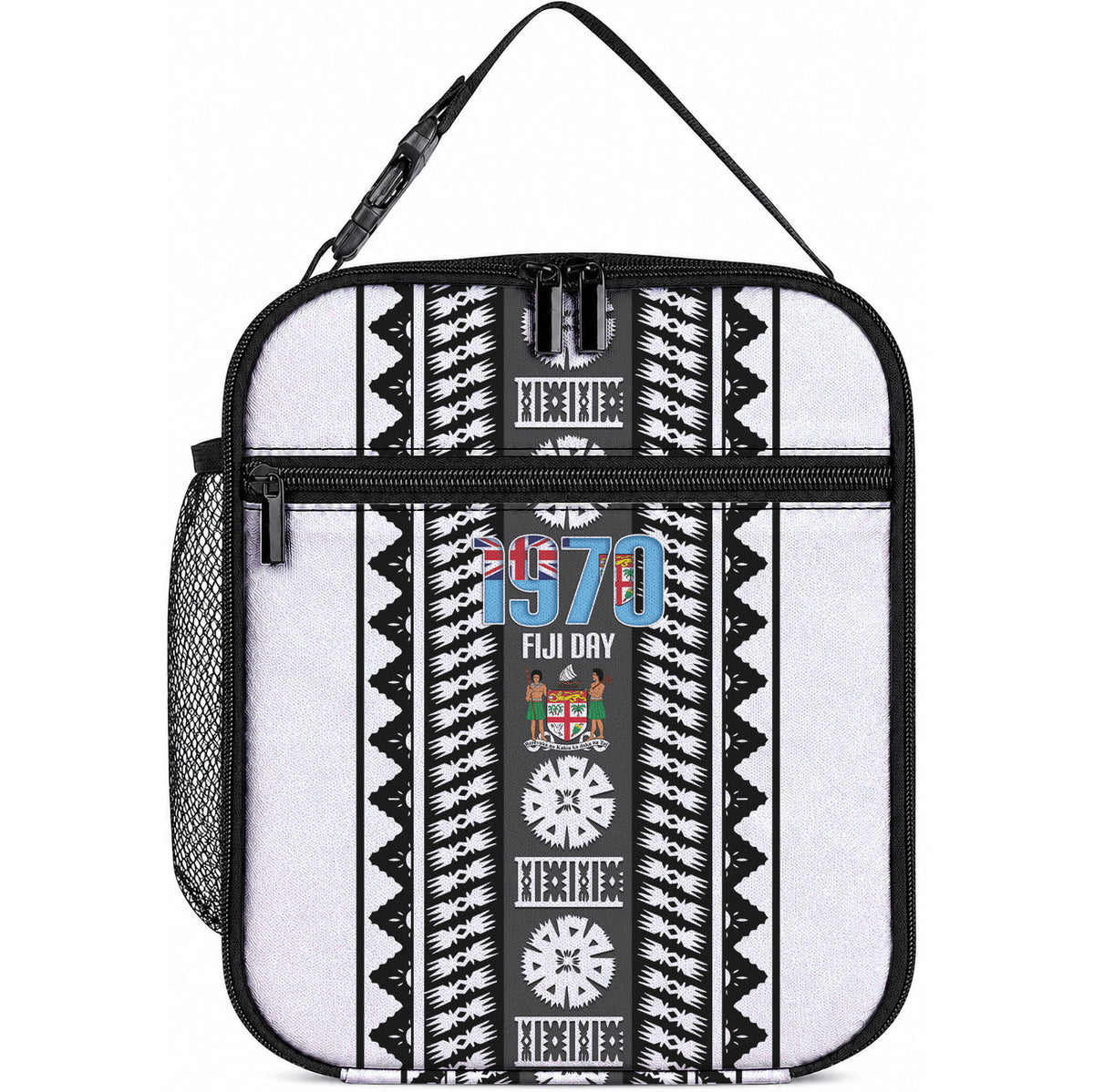 Fiji Day 1970 Lunch Bag For Fiji Ever Fiji Tapa Pattern White