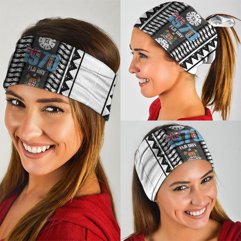Fiji Day 1970 Neck Gaiter For Fiji Ever Fiji Tapa Pattern White LT14 - Polynesian Pride