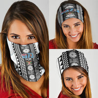 Fiji Day 1970 Neck Gaiter For Fiji Ever Fiji Tapa Pattern White LT14 - Polynesian Pride