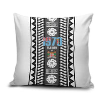 Fiji Day 1970 Pillow Cover For Fiji Ever Fiji Tapa Pattern White LT14 White - Polynesian Pride