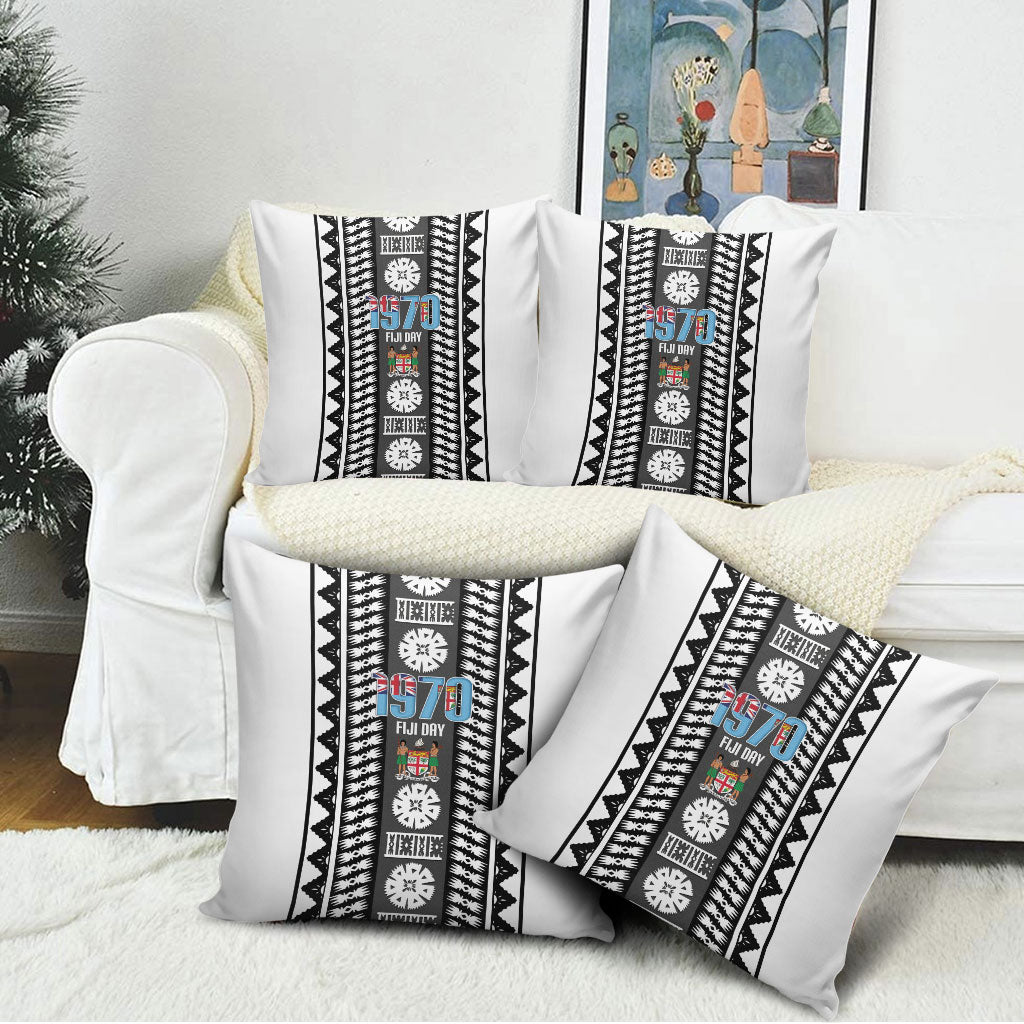 Fiji Day 1970 Pillow Cover For Fiji Ever Fiji Tapa Pattern White LT14 - Polynesian Pride