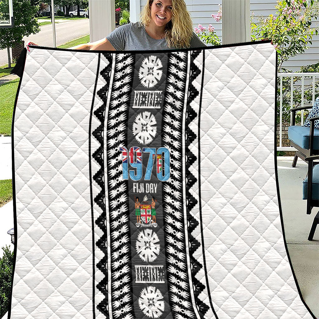 Fiji Day 1970 Quilt For Fiji Ever Fiji Tapa Pattern White LT14 White - Polynesian Pride