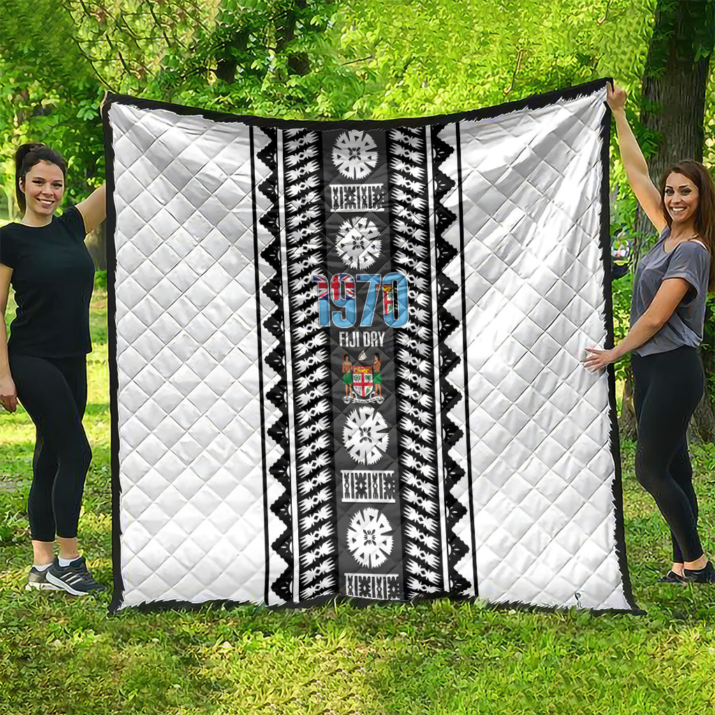 Fiji Day 1970 Quilt For Fiji Ever Fiji Tapa Pattern White LT14 - Polynesian Pride