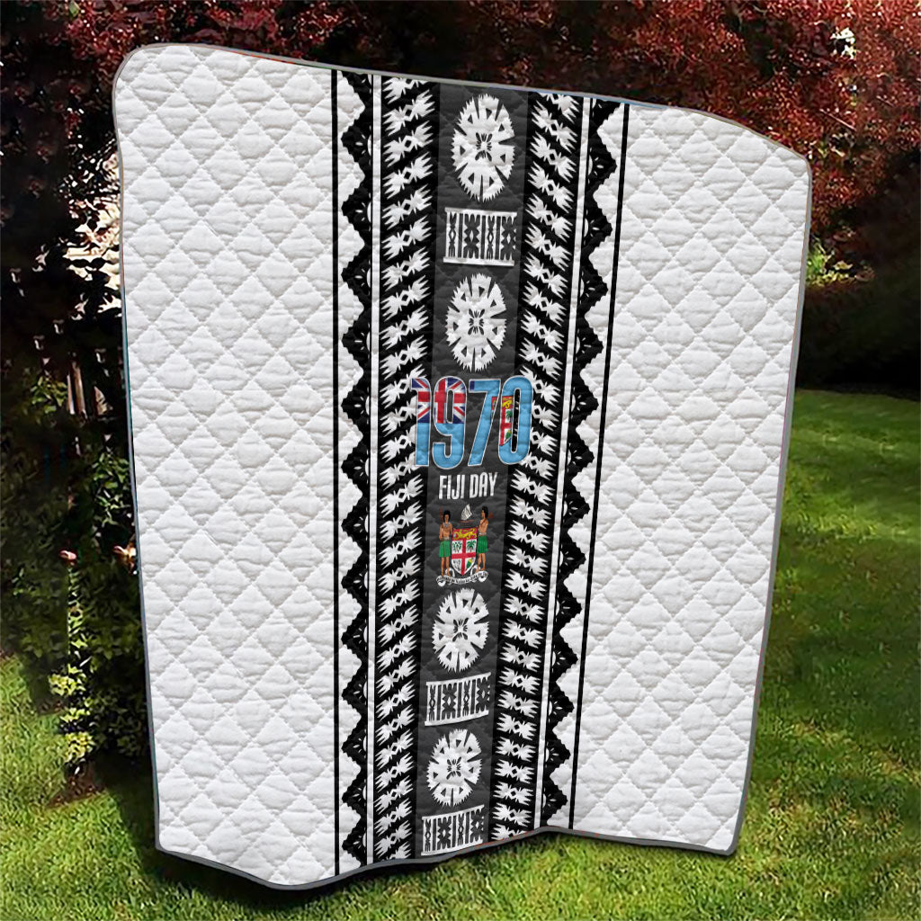 Fiji Day 1970 Quilt For Fiji Ever Fiji Tapa Pattern White LT14 - Polynesian Pride