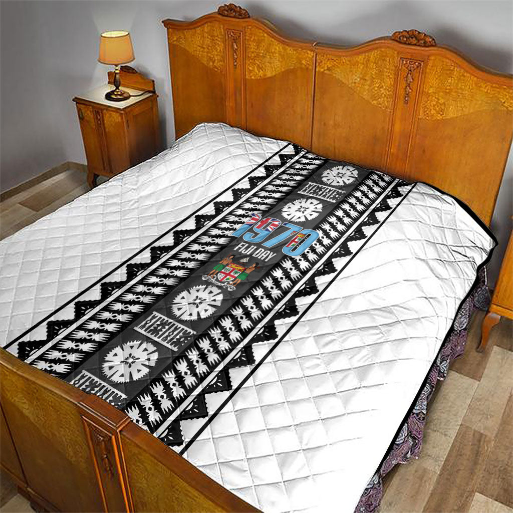 Fiji Day 1970 Quilt For Fiji Ever Fiji Tapa Pattern White LT14 - Polynesian Pride