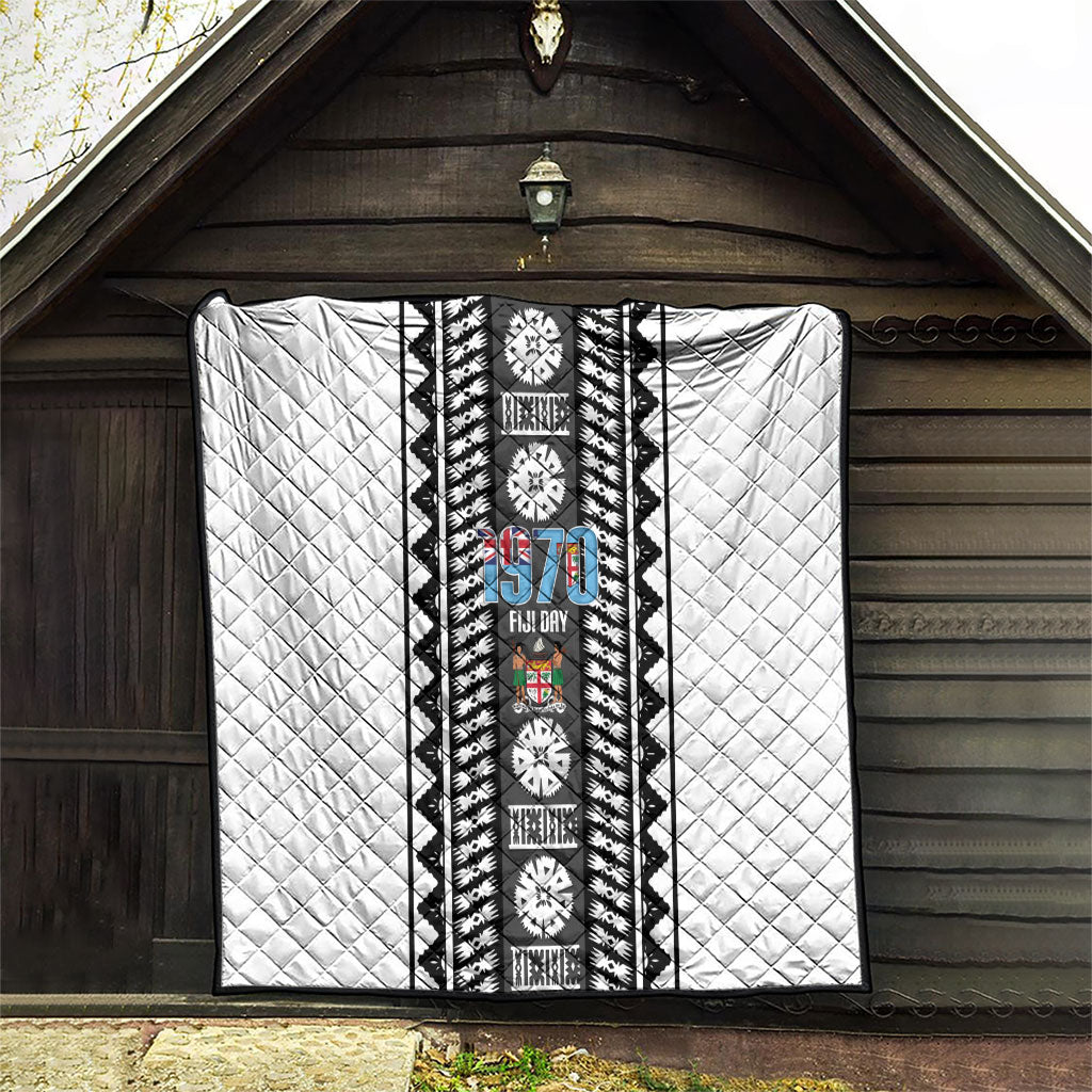 Fiji Day 1970 Quilt For Fiji Ever Fiji Tapa Pattern White LT14 - Polynesian Pride