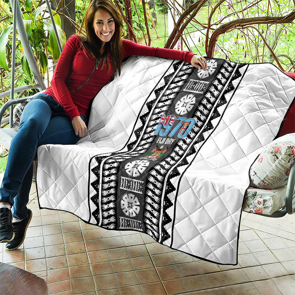 Fiji Day 1970 Quilt For Fiji Ever Fiji Tapa Pattern White LT14 - Polynesian Pride