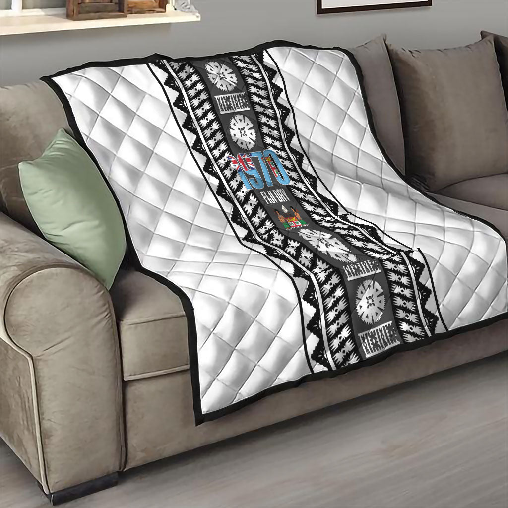 Fiji Day 1970 Quilt For Fiji Ever Fiji Tapa Pattern White LT14 - Polynesian Pride