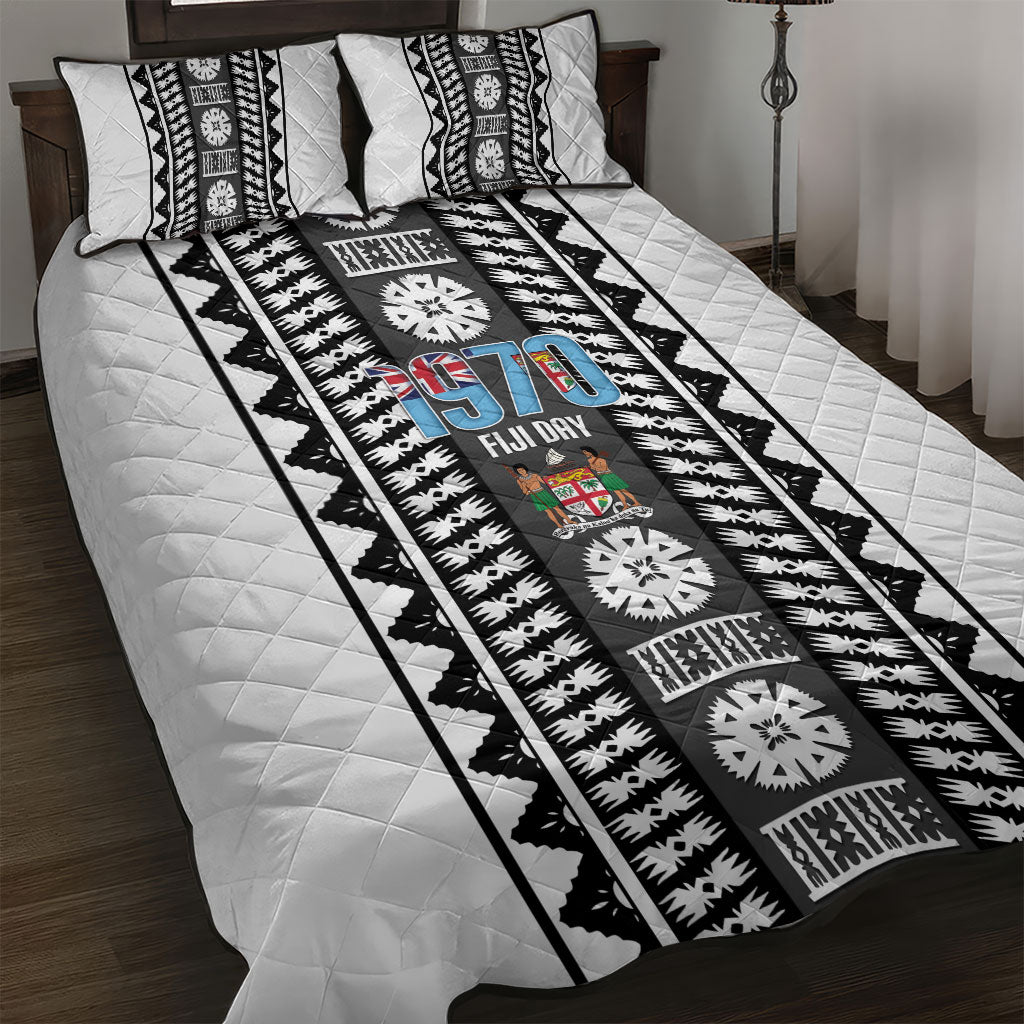 Fiji Day 1970 Quilt Bed Set For Fiji Ever Fiji Tapa Pattern White LT14 White - Polynesian Pride