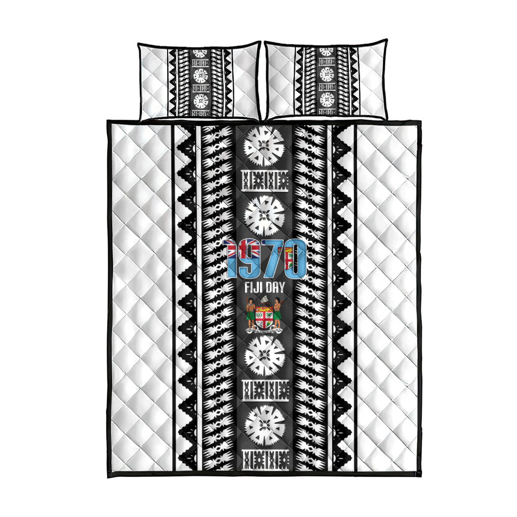 Fiji Day 1970 Quilt Bed Set For Fiji Ever Fiji Tapa Pattern White LT14 - Polynesian Pride