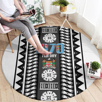 Fiji Day 1970 Round Carpet For Fiji Ever Fiji Tapa Pattern White LT14 - Polynesian Pride