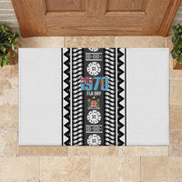 Fiji Day 1970 Rubber Doormat For Fiji Ever Fiji Tapa Pattern White LT14 White - Polynesian Pride