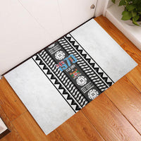 Fiji Day 1970 Rubber Doormat For Fiji Ever Fiji Tapa Pattern White LT14 - Polynesian Pride