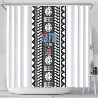 Fiji Day 1970 Shower Curtain For Fiji Ever Fiji Tapa Pattern White LT14 - Polynesian Pride