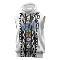 Fiji Day 1970 Sleeveless Zip Hoodie For Fiji Ever Fiji Tapa Pattern White LT14 White - Polynesian Pride