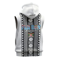 Fiji Day 1970 Sleeveless Zip Hoodie For Fiji Ever Fiji Tapa Pattern White LT14 - Polynesian Pride