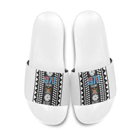 Fiji Day 1970 Slide Sandals For Fiji Ever Fiji Tapa Pattern White LT14 White - Polynesian Pride