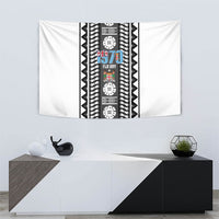 Fiji Day 1970 Tapestry For Fiji Ever Fiji Tapa Pattern White LT14 - Polynesian Pride