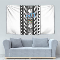 Fiji Day 1970 Tapestry For Fiji Ever Fiji Tapa Pattern White LT14 - Polynesian Pride