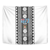 Fiji Day 1970 Tapestry For Fiji Ever Fiji Tapa Pattern White LT14 - Polynesian Pride