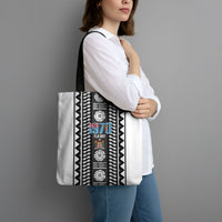 Fiji Day 1970 Tote Bag For Fiji Ever Fiji Tapa Pattern White LT14 - Polynesian Pride