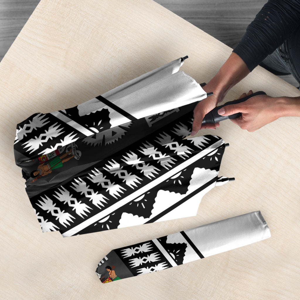 Fiji Day 1970 Umbrella For Fiji Ever Fiji Tapa Pattern White LT14 - Polynesian Pride