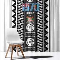 Fiji Day 1970 Window Curtain For Fiji Ever Fiji Tapa Pattern White LT14 - Polynesian Pride