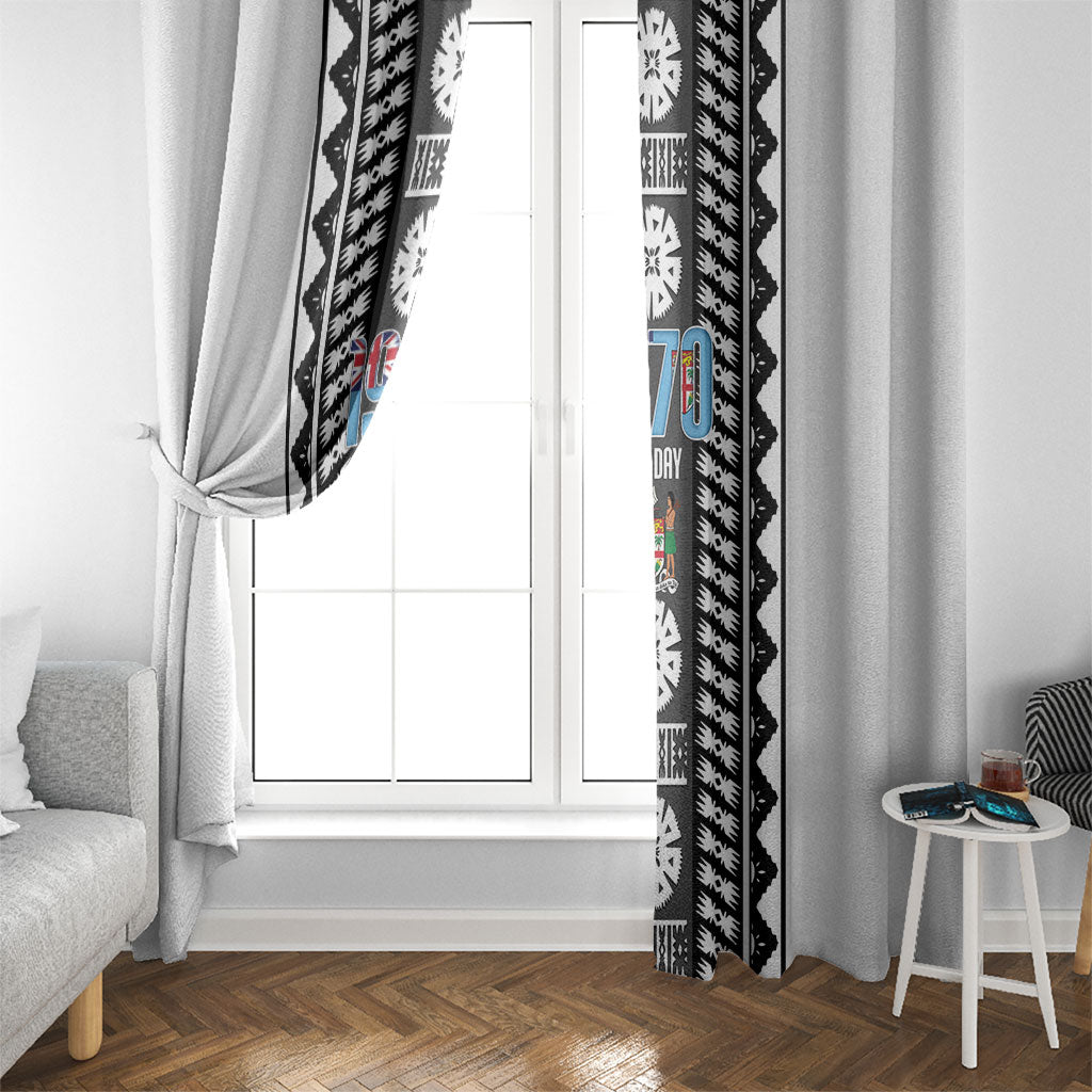 Fiji Day 1970 Window Curtain For Fiji Ever Fiji Tapa Pattern White LT14 - Polynesian Pride