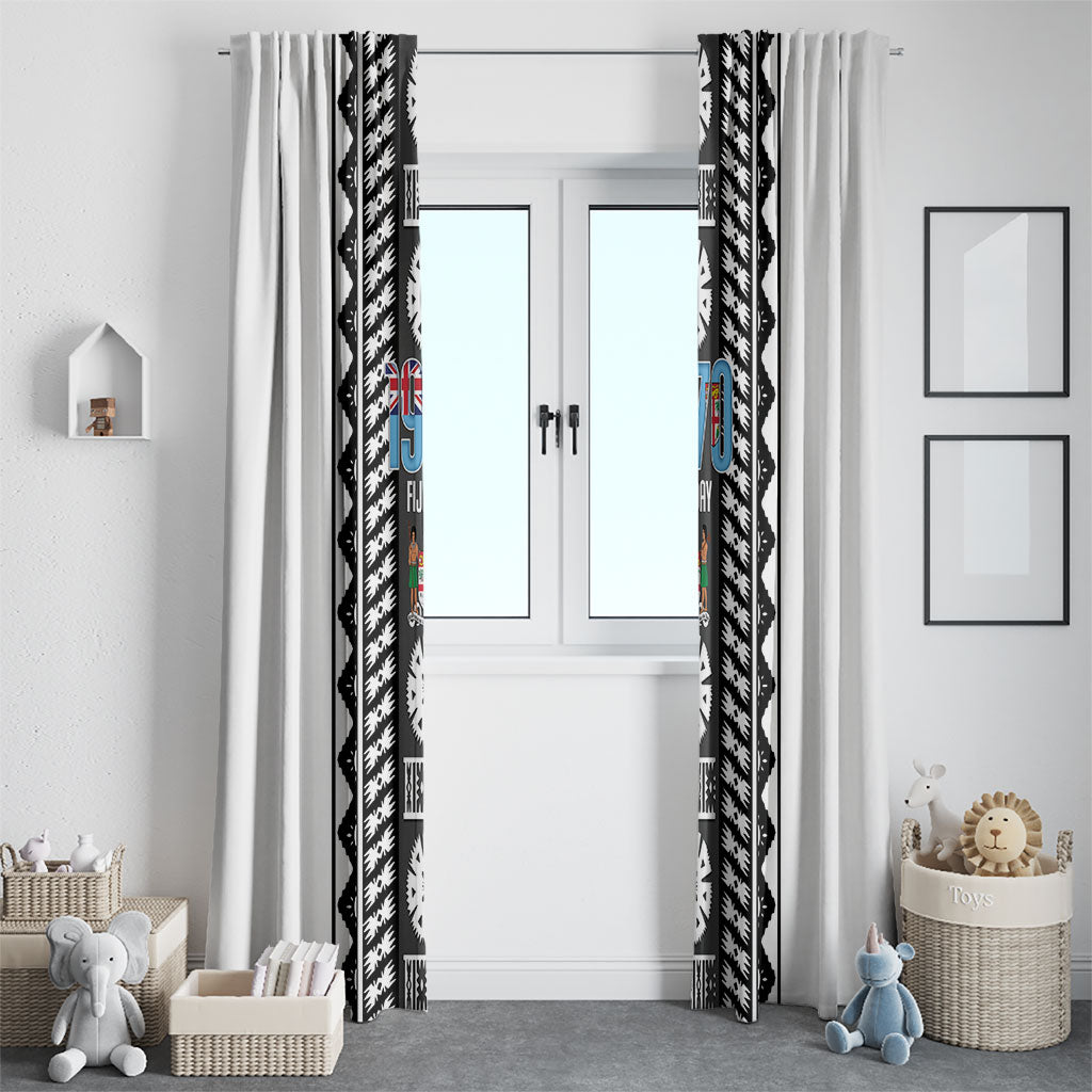 Fiji Day 1970 Window Curtain For Fiji Ever Fiji Tapa Pattern White LT14 - Polynesian Pride