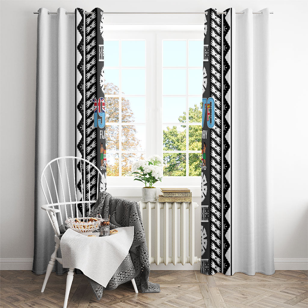 Fiji Day 1970 Window Curtain For Fiji Ever Fiji Tapa Pattern White LT14 - Polynesian Pride