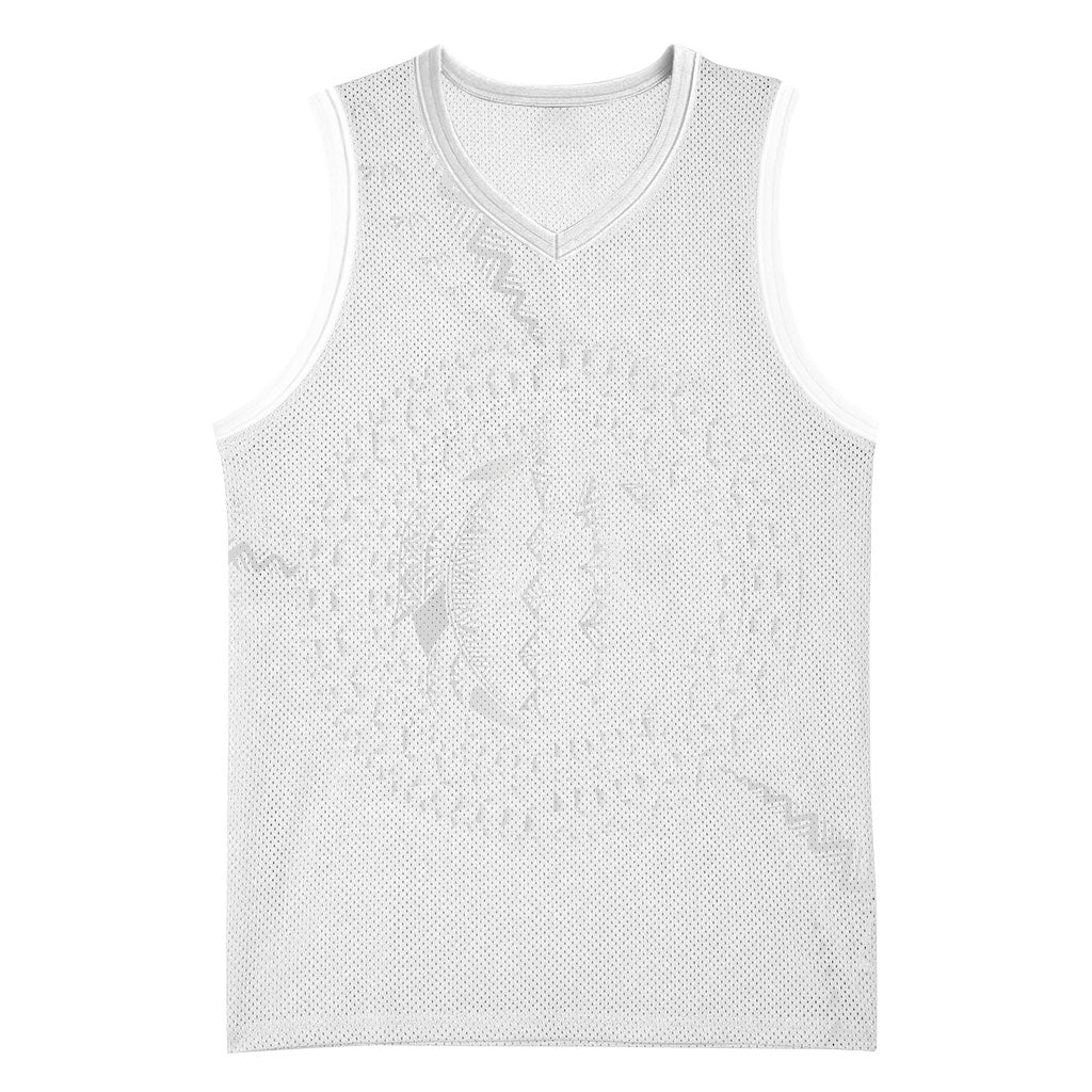 Tonga White Sunday Basketball Jersey Fakame Tongan Ngatu Turtle LT14 Unisex White - Polynesian Pride