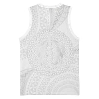 Tonga White Sunday Basketball Jersey Fakame Tongan Ngatu Turtle LT14 - Polynesian Pride