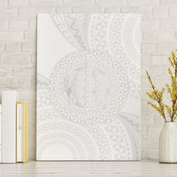 Tonga White Sunday Canvas Wall Art Fakame Tongan Ngatu Turtle LT14 Without Frame White - Polynesian Pride