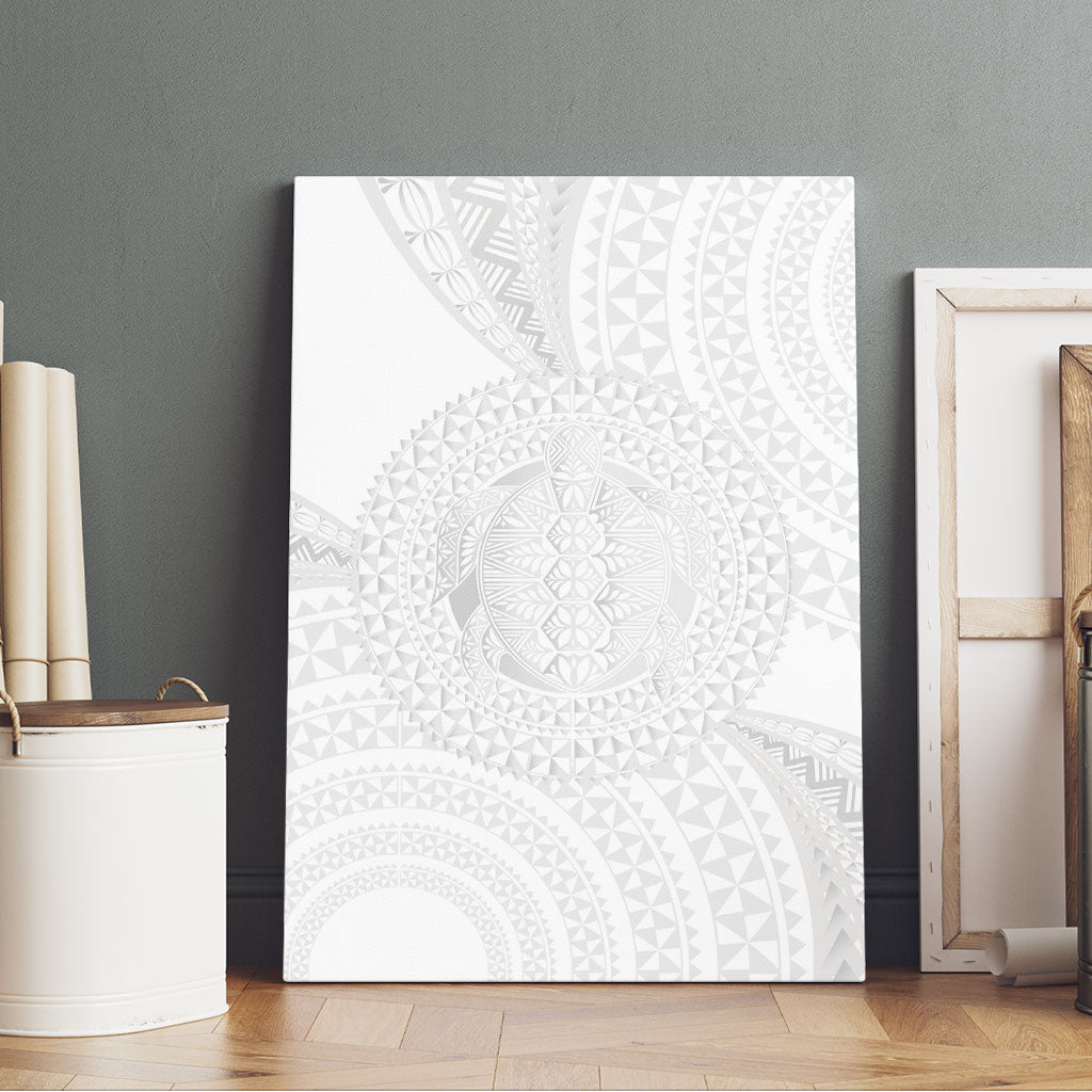 Tonga White Sunday Canvas Wall Art Fakame Tongan Ngatu Turtle LT14 - Polynesian Pride