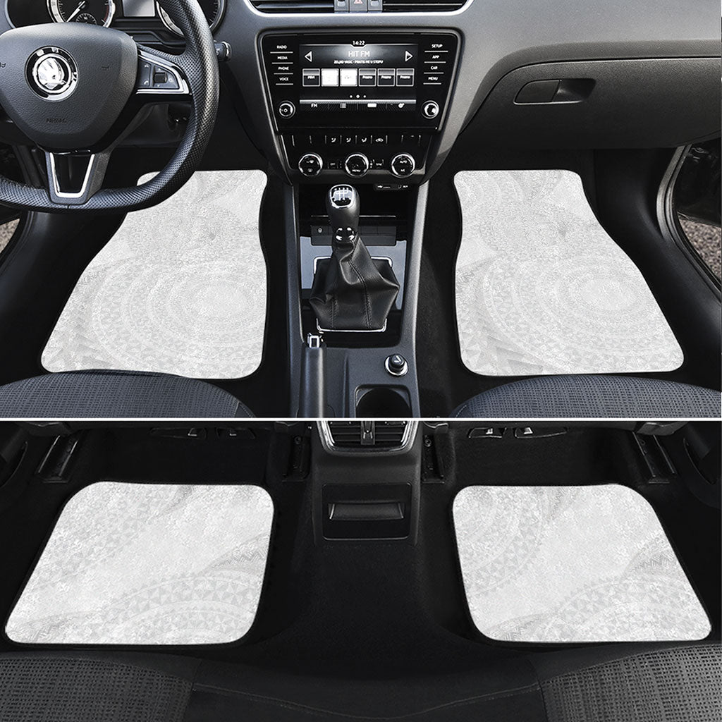 Tonga White Sunday Car Mats Fakame Tongan Ngatu Turtle LT14 Set 4pcs White - Polynesian Pride
