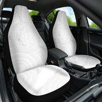 Tonga White Sunday Car Seat Cover Fakame Tongan Ngatu Turtle LT14 One Size White - Polynesian Pride