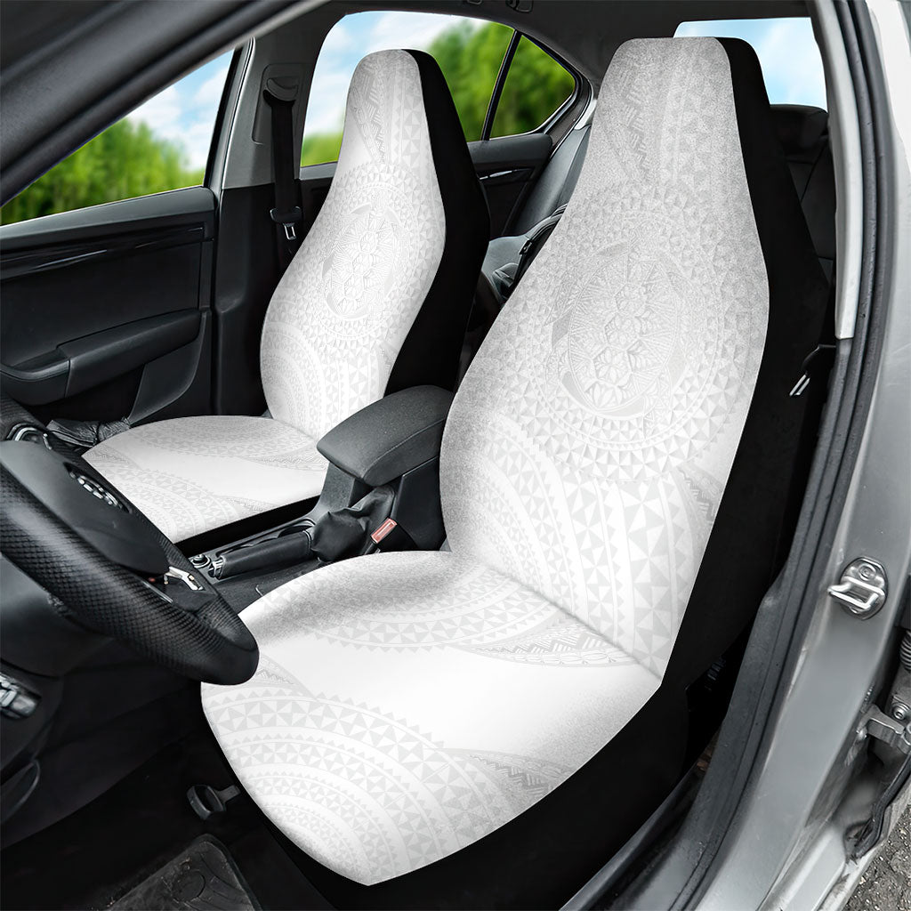 Tonga White Sunday Car Seat Cover Fakame Tongan Ngatu Turtle LT14 - Polynesian Pride