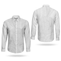 Tonga White Sunday Couples Matching Off Shoulder Short Dress and Long Sleeve Button Shirt Fakame Tongan Ngatu Turtle LT14 - Polynesian Pride