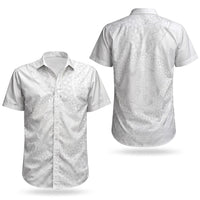 Tonga White Sunday Couples Matching Short Sleeve Bodycon Dress and Hawaiian Shirt Fakame Tongan Ngatu Turtle LT14 - Polynesian Pride