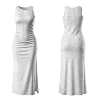 Tonga White Sunday Couples Matching Tank Maxi Dress and Hawaiian Shirt Fakame Tongan Ngatu Turtle LT14 - Polynesian Pride