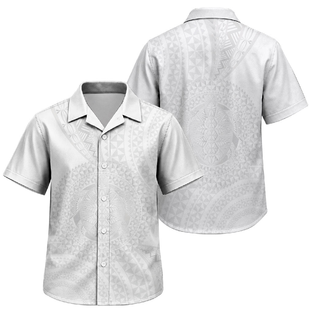 Tonga White Sunday Family Matching Mermaid Dress and Hawaiian Shirt Fakame Tongan Ngatu Turtle LT14 Son's Shirt White - Polynesian Pride