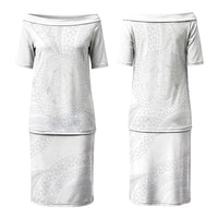 Tonga White Sunday Family Matching Puletasi and Hawaiian Shirt Fakame Tongan Ngatu Turtle LT14 Mom's Dress White - Polynesian Pride