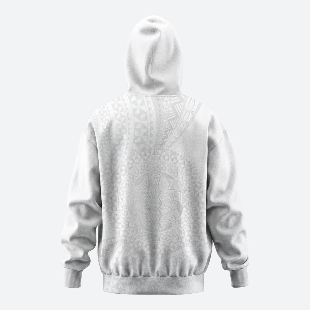 Tonga White Sunday Hoodie Fakame Tongan Ngatu Turtle LT14 - Polynesian Pride
