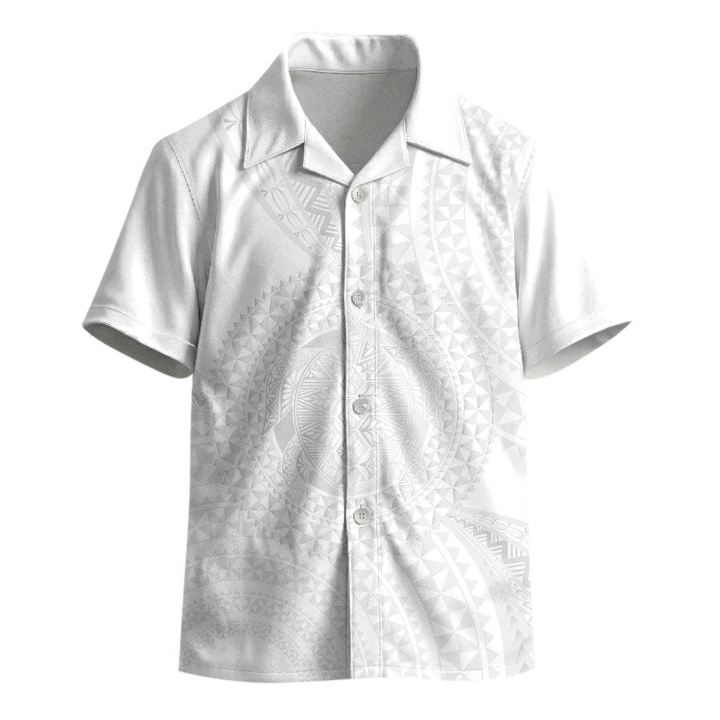 Tonga White Sunday Kid Hawaiian Shirt Fakame Tongan Ngatu Turtle LT14 - Polynesian Pride