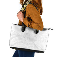 Tonga White Sunday Leather Tote Bag Fakame Tongan Ngatu Turtle LT14 White - Polynesian Pride