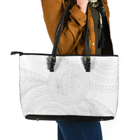 Tonga White Sunday Leather Tote Bag Fakame Tongan Ngatu Turtle LT14 - Polynesian Pride