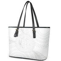 Tonga White Sunday Leather Tote Bag Fakame Tongan Ngatu Turtle LT14 - Polynesian Pride